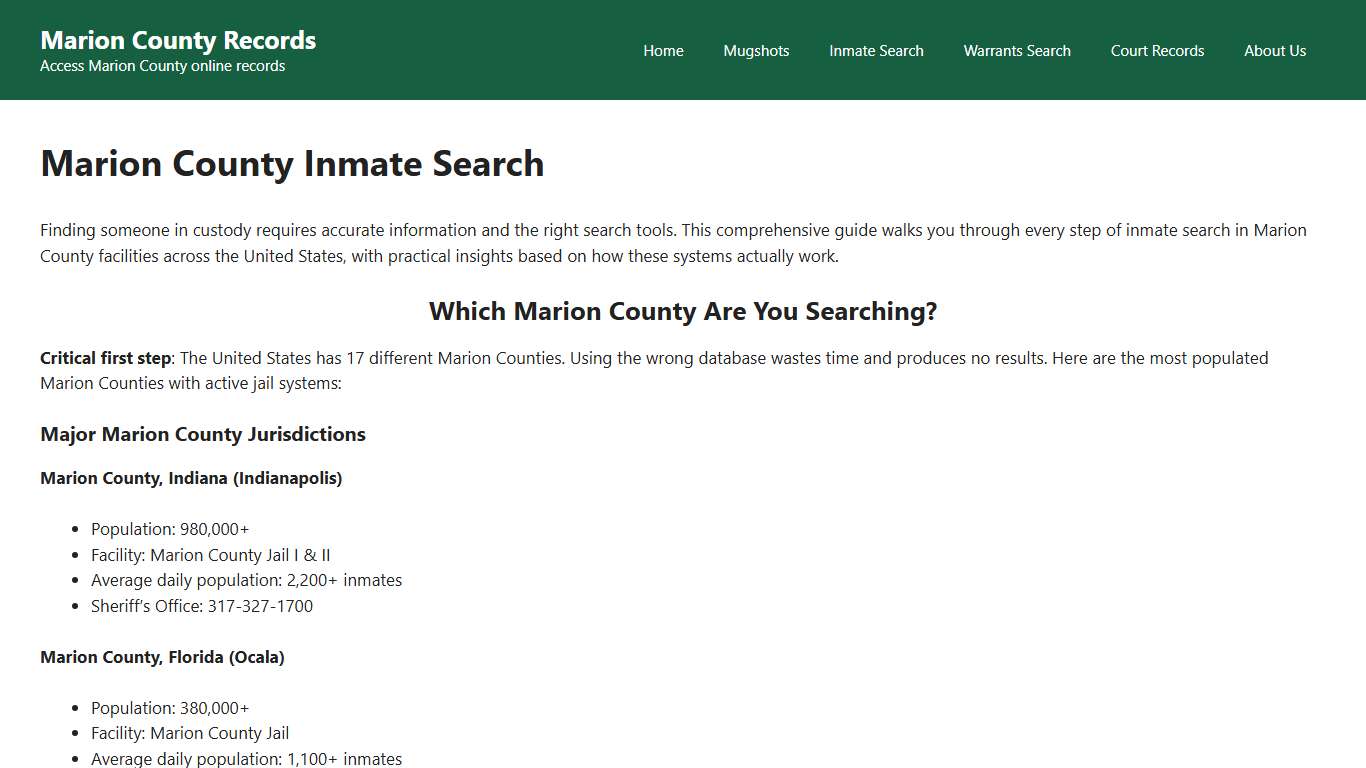 Marion County Inmate Search